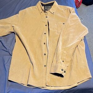North River brand tan long sleeve corduroy shirt. 100% cotton. Large